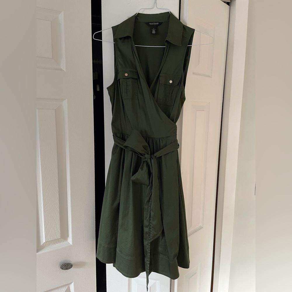 White House Black Market green mini dress wrap front